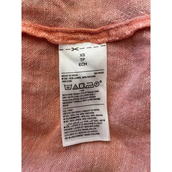 Old Navy Linen-Blend Button Down Shirt Coral Dress Size XS NWT - Picture 5 of 6